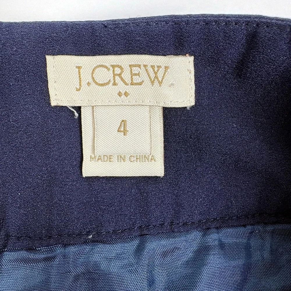 J Crew Pleated Drop Waist Mini Skirt Womens Sz 4 Navy Blue Preppy Tennis Academa